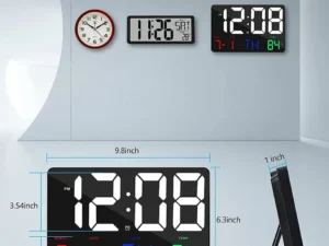 White words wall clock Digital Clock Large Display,11.4" Digital Calendar Alarm Day Clock with Wireless Remote Control